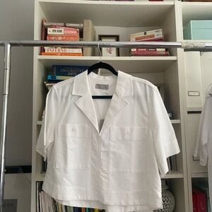 Everlane White Cropped Popover Shirt